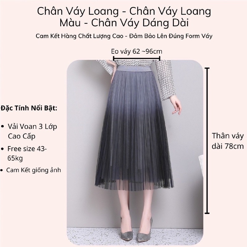 Chân váy Von Loang Dáng Dài-hàng QCCC.siêu đẹp(Ảnh Thật)