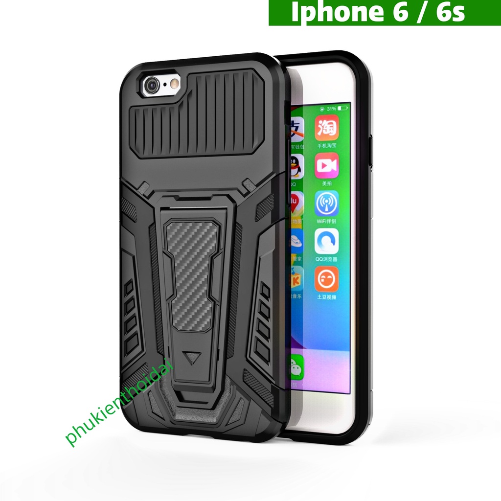Iphone 6 / 6s ốp lưng chống sốc Iron Man Pro cao cấp giá đỡ xem phim