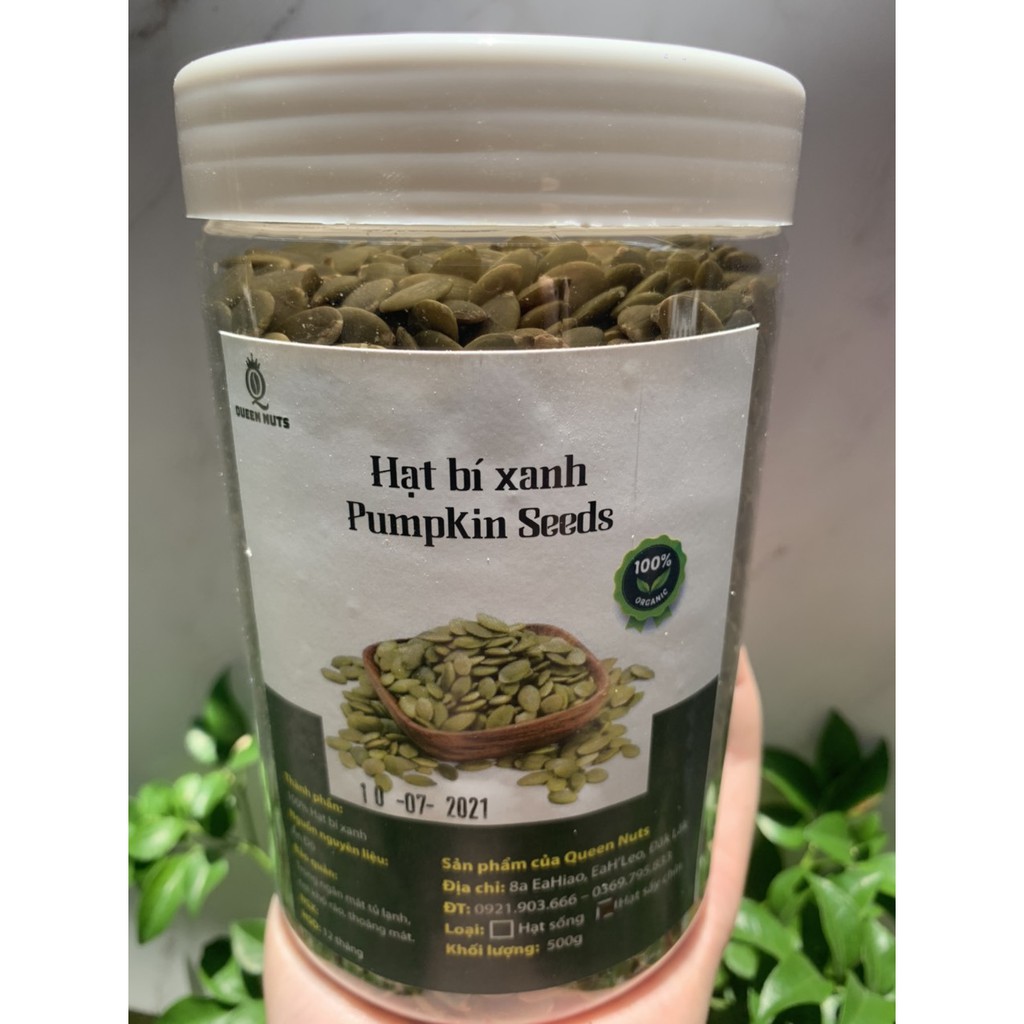 Túi 500g Nhân hạt bí xanh Ấn Độ tươi dùng nấu sữa hạt sạch hạt chắc mẩy