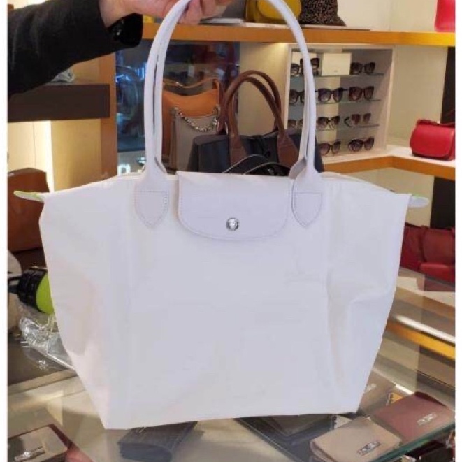 Longchamp Túi Xách Mua Sắm Dòng Màu Xanh Lá Cây Chính Hãng Size L * M Tai Dài Có Thể Gập Lại Cho Nữ