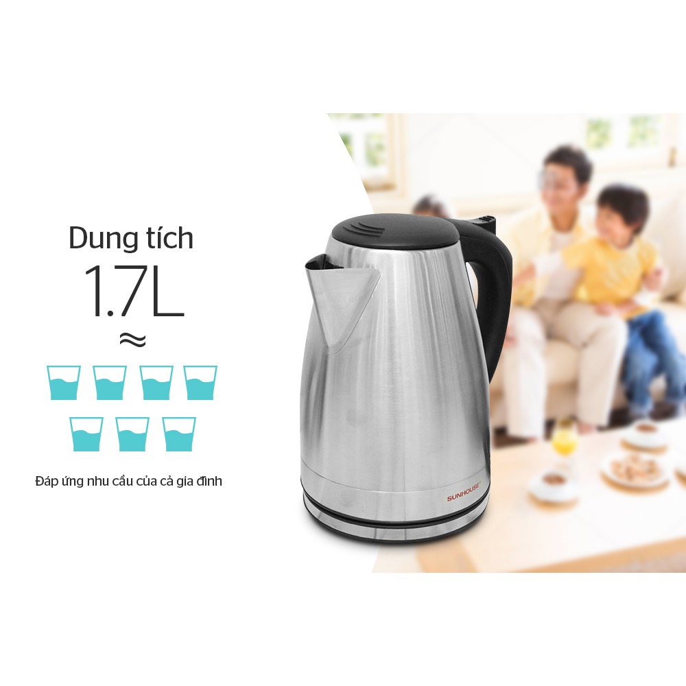 [Mã ELHADEV giảm 4% đơn 300K] Ấm siêu tốc Inox 1.7L SUNHOUSE SHD1370