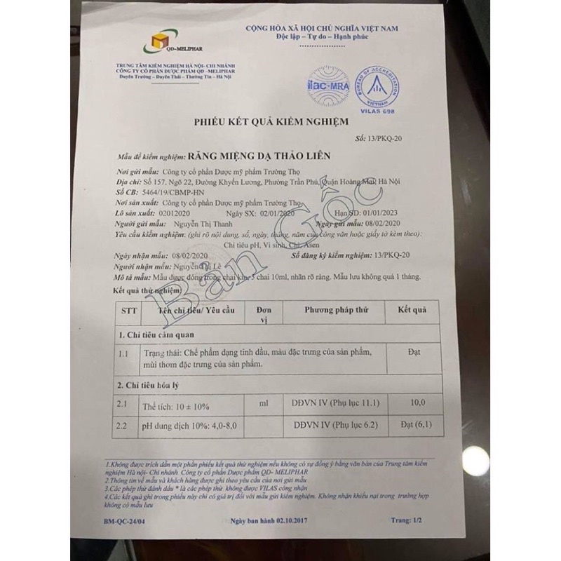 Tinh dầu răng miệng sâu răng hôi miệng Dạ Thảo Liên