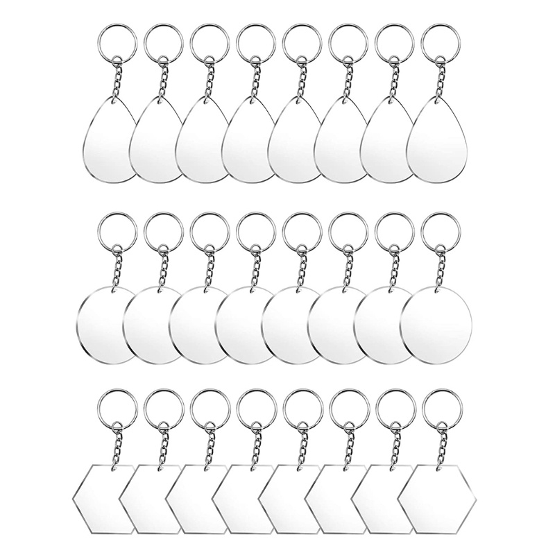 1 Bộ Móc Khóa Và Vòng Nhẫn Bằng Acrylic Trong Suốt Dùng Làm Đồ Thủ Công DIY