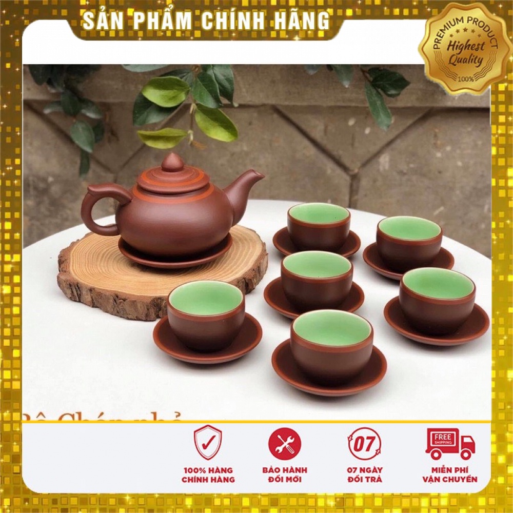 Gốm sứ Bát Tràng-Ấm chén Tử sa,đất nung đỏ-Bộ chóp nhỏ đẹp