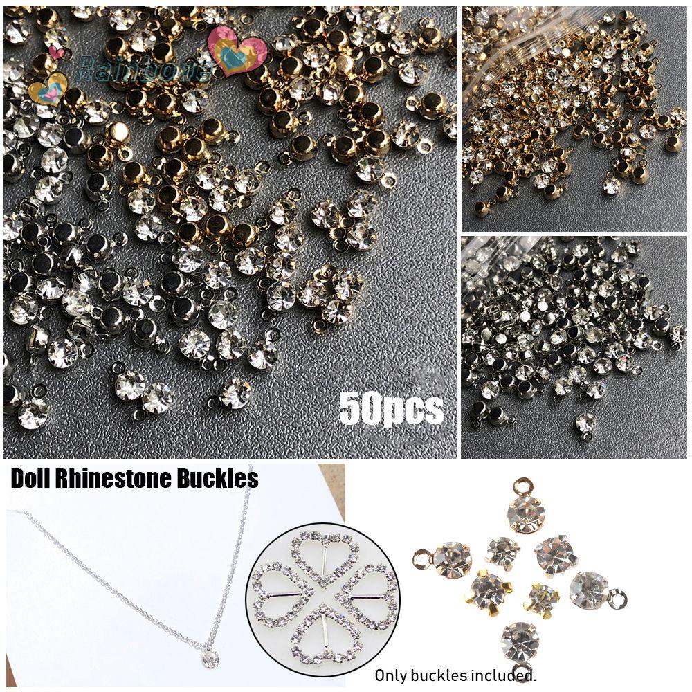 Bộ 50 nút kim cương mini lấp lánh trang trí quần áo búp bê xinh xắn đẹp mắt DIY