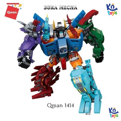 Đồ chơi xếp hình, lắp ráp 6 in 1 Qman 1414 - Siêu Robot khủng long Sura (553 mảnh ghép)