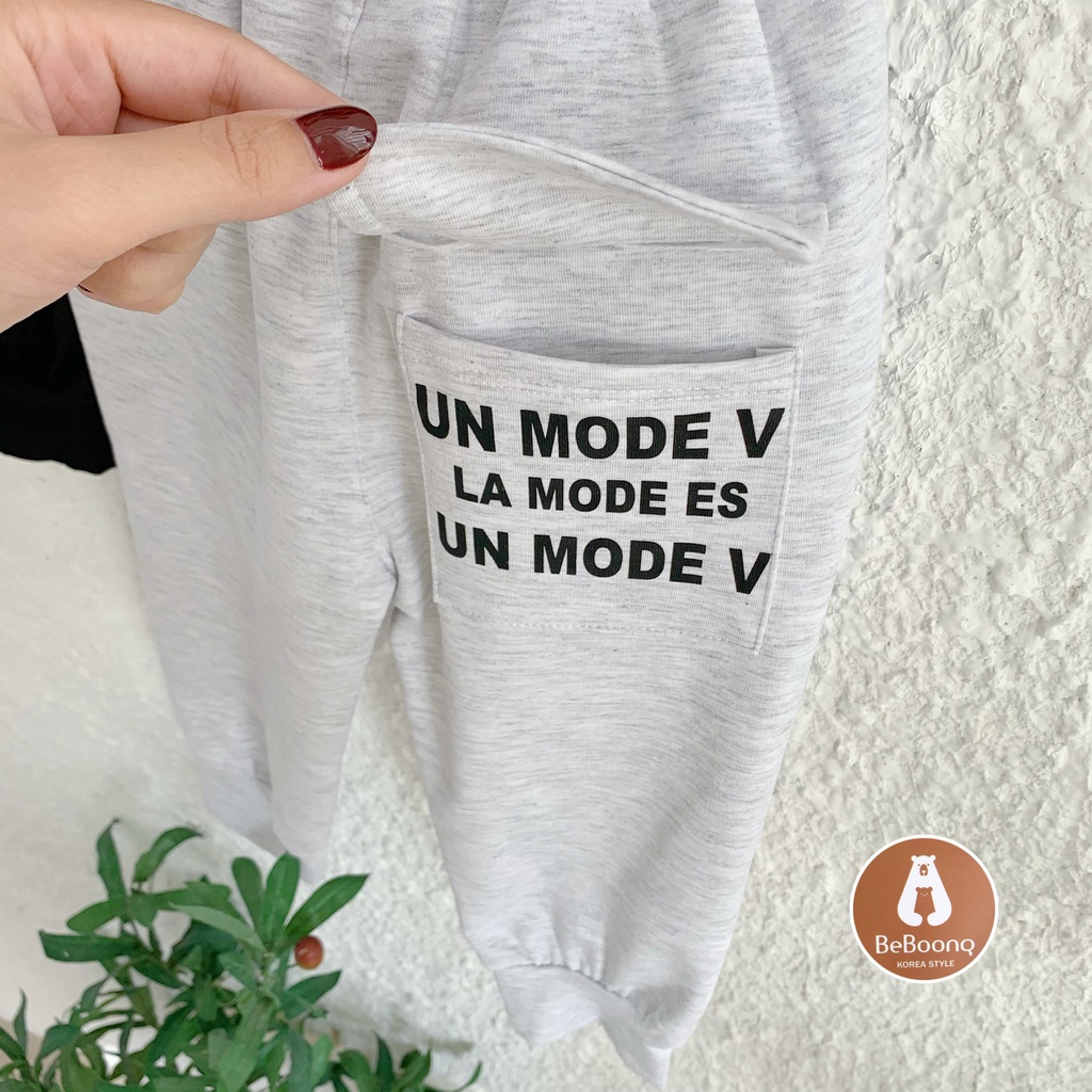 Quần Jogger Bé Trai Siêu Ngầu Beboong Chất Nỉ Da Cá Cho Bé Từ 8-25 KG