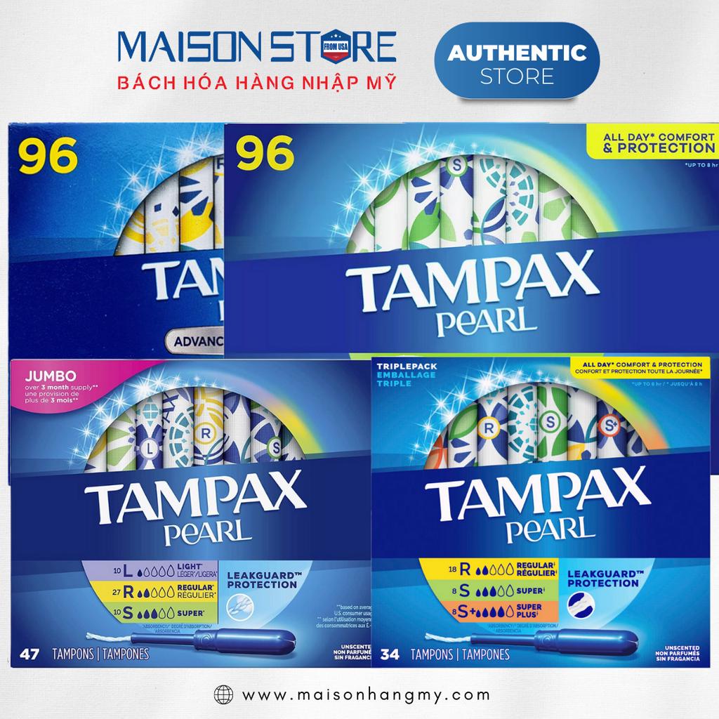 TAMPON CÓ THANH ĐẨY TAMPAX PEARL - Hàng Nhập USA Chính Hãng