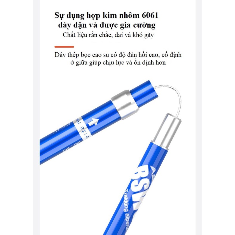 Gậy leo núi trekking BSWOLF DL015 gấp khúc dùng du lịch, phượt, dã ngoại đa năng dành cho nam và nữ