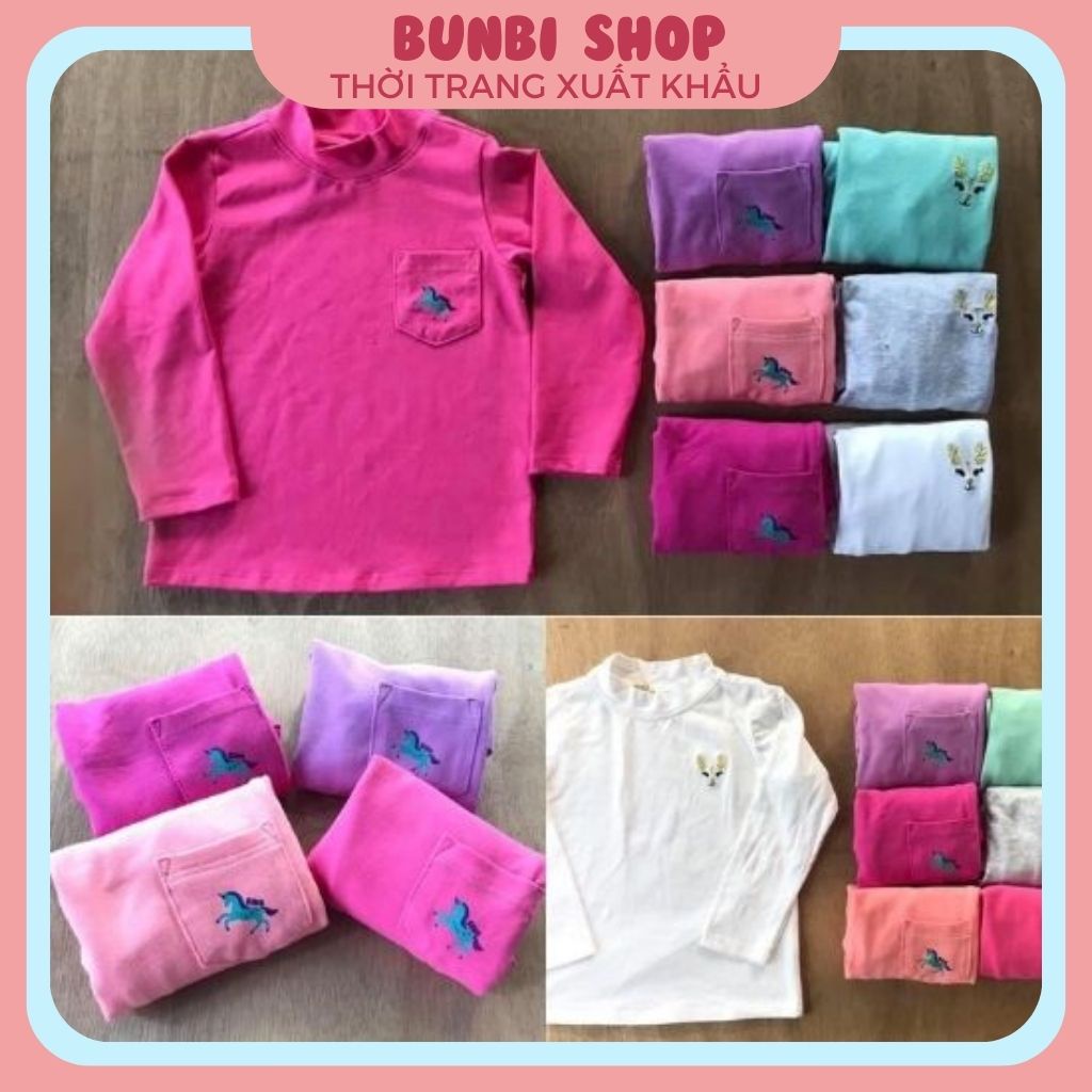 Áo giữ nhiệt bé gái Siwo nhí, áo dài tay cổ 3 phân chất cotton từ vải dư của hãng,hàng công ty cao cấp