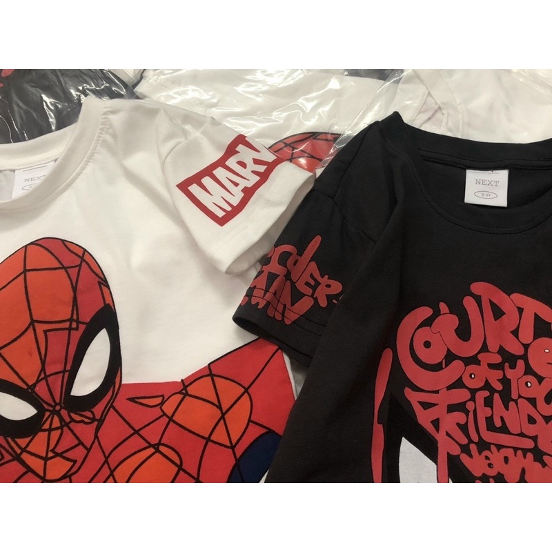 Set 2 áo cộc tay nhện next cho bé trai màu trắng - chì size từ 10-24 cân