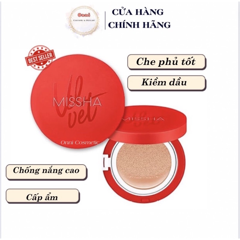 Phấn Nước Kiềm Dầu Che Phủ Cao MISSHA Velvet Finish Cushion SPF50+/PA+++ (Hộp đỏ)