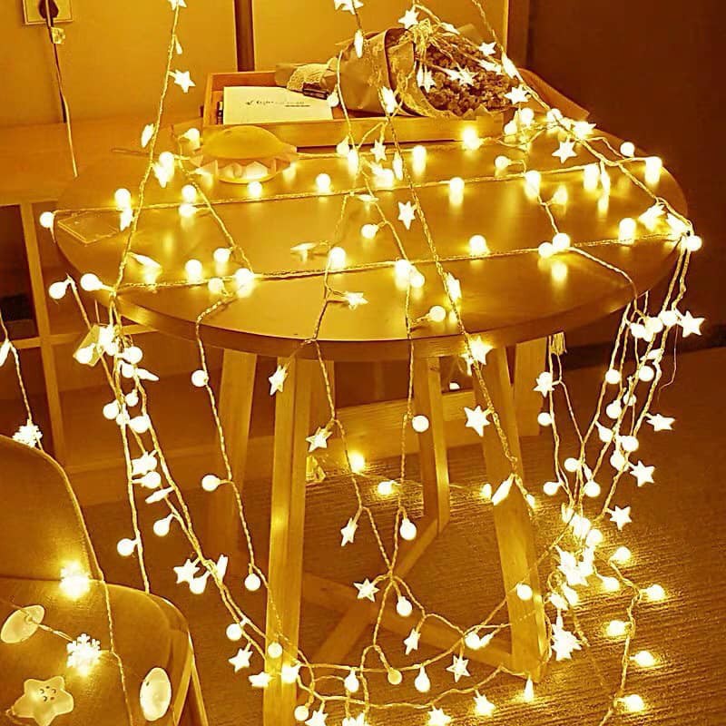 LED Fairy Lights - Đèn Đom Đóm Bóng hình Ngôi Sao 3m 30 bóng Chạy Pin AA Trang trí lễ Giáng Sinh Noel đẹp lung linh