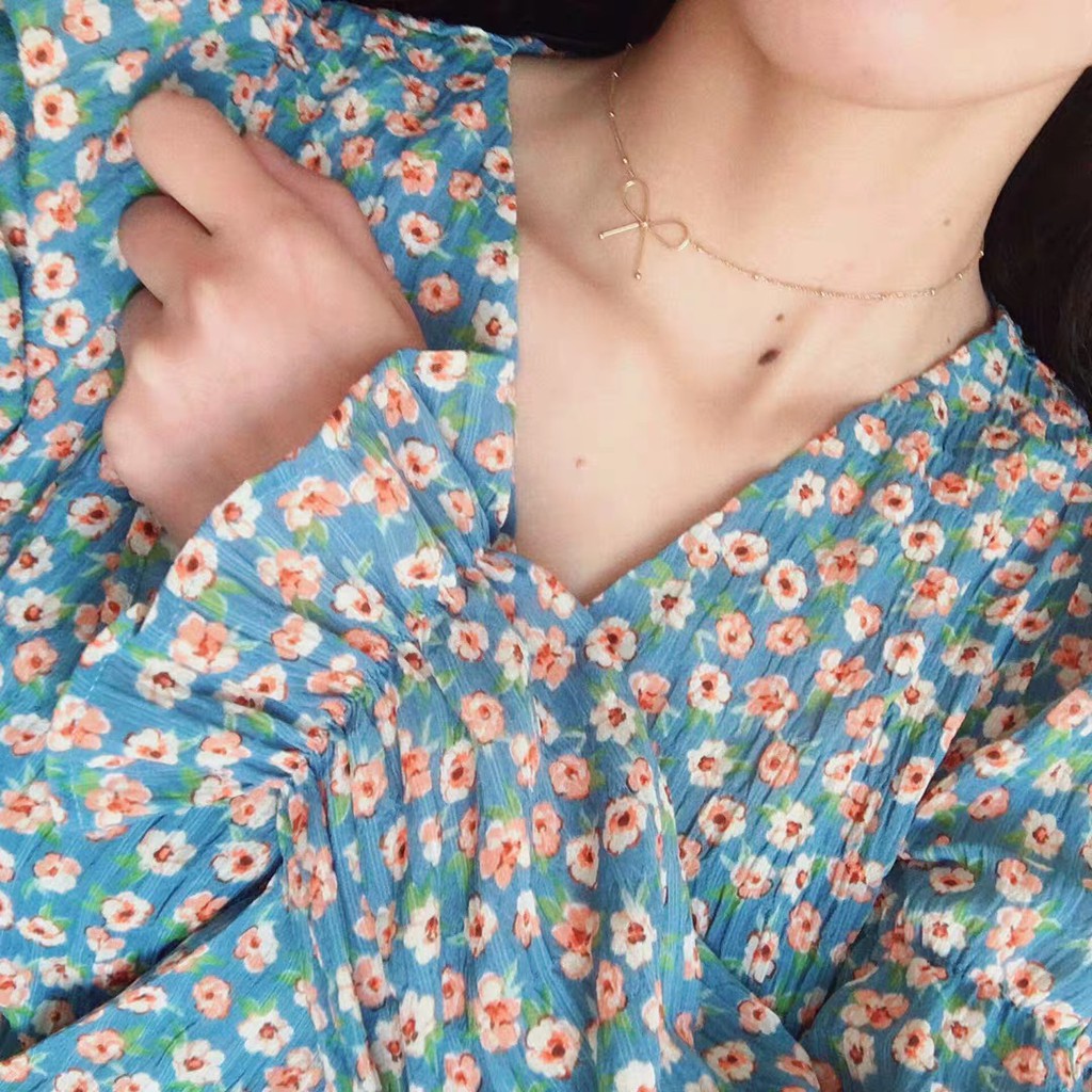 Vòng cổ mạ vàng mặt hình nơ đính đá kiểu dáng thanh lịch