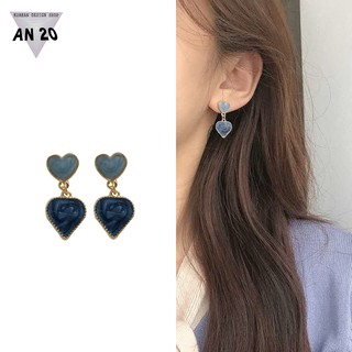 Bông tai Hình trái tim màu xanh da trời Khuyên tai