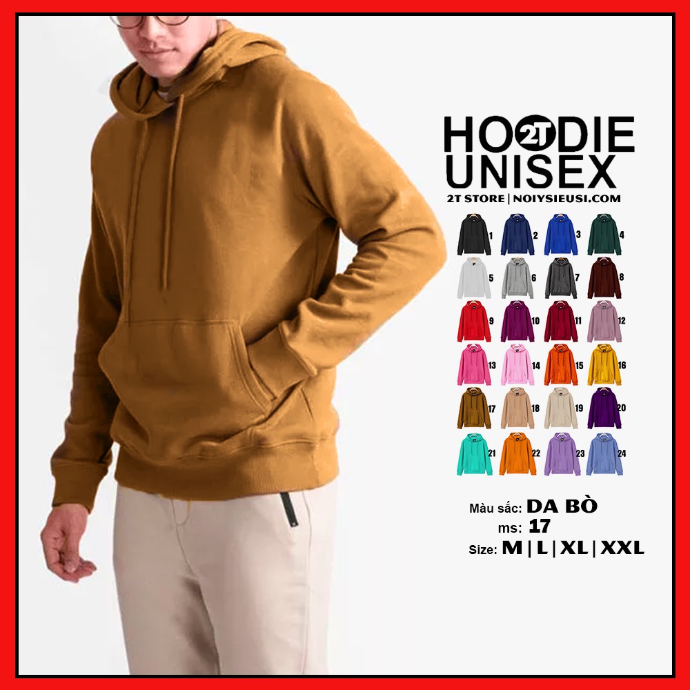 Áo hoodie unisex 2T Store H17 màu da bò - Áo khoác nỉ bông nam nón 2 lớp dày dặn chất lượng đẹp | BigBuy360 - bigbuy360.vn