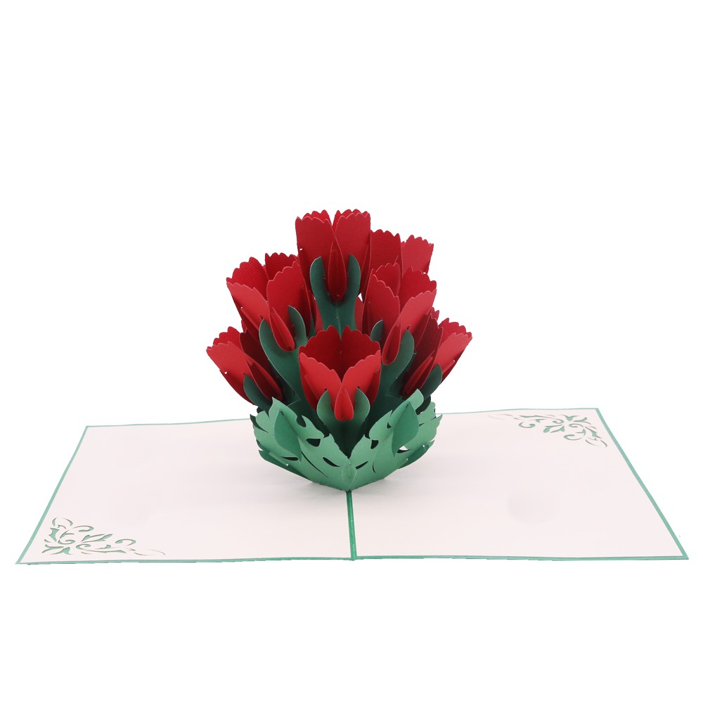Thiệp nổi 3d Hoa Tulip, thiệp hoa, thiệp chúc mừng, quà tặng ý nghĩa, thiệp pop up - Paper Art Gift - PNP165