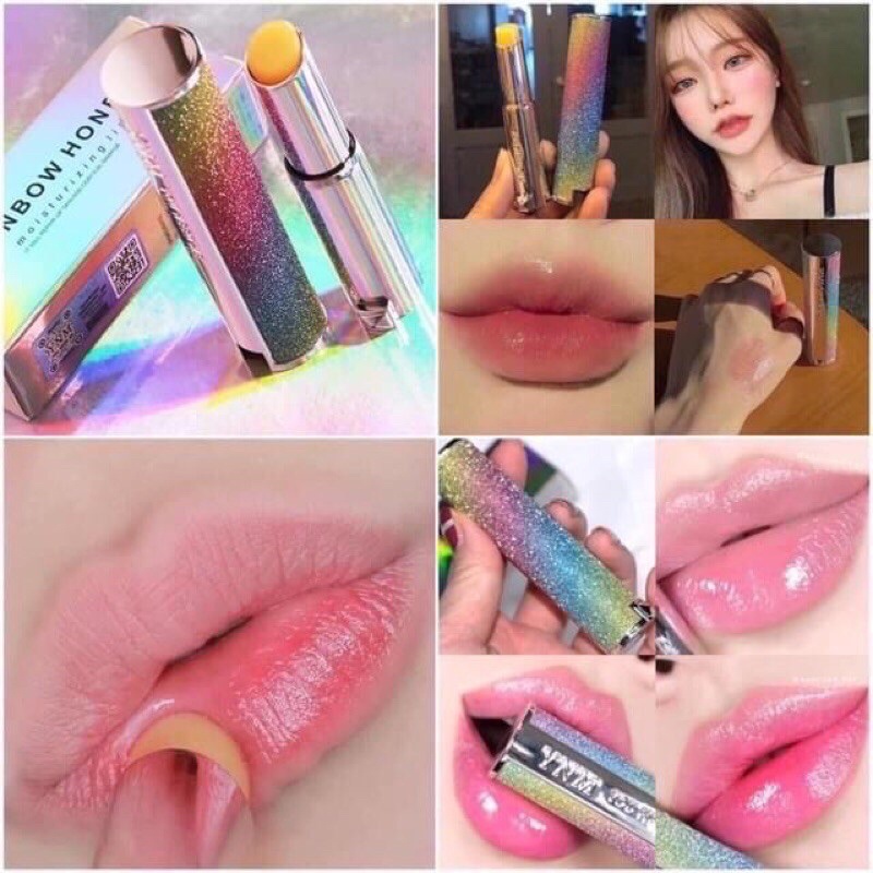 Son dưỡng, Son dưỡng môi cầu vồng YNM Rainbow Honey Lip Balm, dưỡng ẩm, mờ thâm