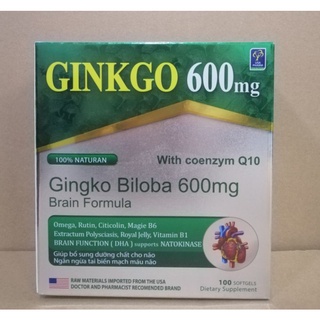 Ginkgo 600 tăng cường lưu thông máu não, giảm đau đầu hoa mắt chóng mặt.