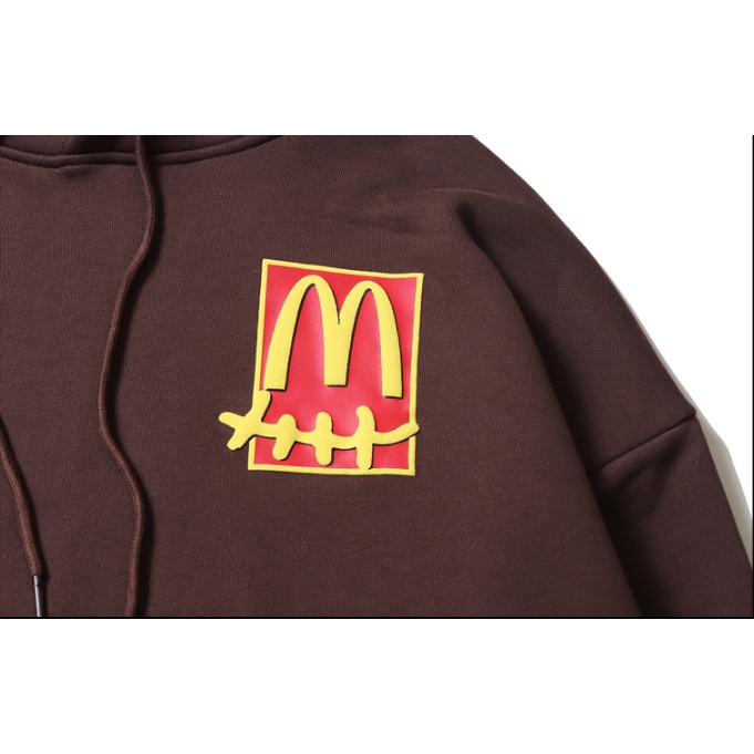 Áo Hoodie Nhung Dày In Chữ Travis Scott Với McDonalds Thời Trang Unisex
