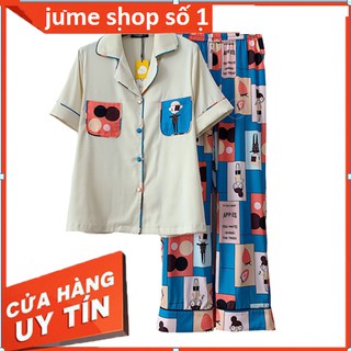 Đồ Bộ Pijama 🌸HÀNG ĐẸP CHUẨN🌸 Bộ Lụa Pijama Cộc-Dài Thiết Kế in 3D Hoạ Tiết
