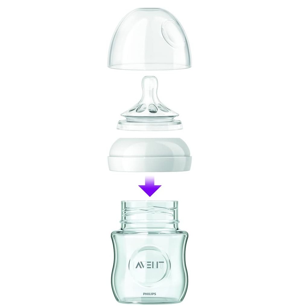 Philips Avent bình sữa thủy tinh mô phỏng tự nhiên 120ml cho bé từ 0 tháng SCF671/13