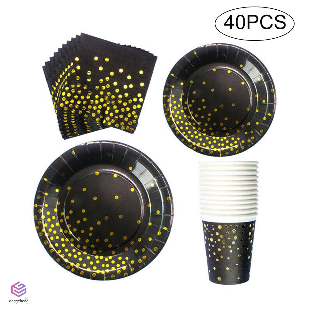 Bộ 40 cốc/ đĩa giấy dùng 1 lần dùng trang trí tiệc cưới/ sinh nhật