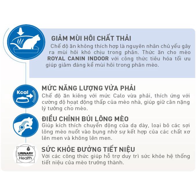 [CHÍNH HÃNG] [DATE XA] Hạt Mèo Royal Canin Indoor Chống Mùi Hôi Phân Cho Mèo Nuôi Trong Nhà Bịch CTY 2KG