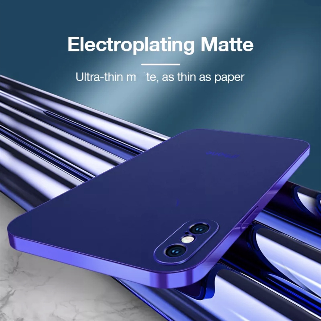 Ốp lưng điện thoại mờ mạ cạnh thẳng Hình vuông TPU mềm mỏng chống va đập cho iPhone X XS MAX XR 11 PRO MAX Full Camera Protector Case