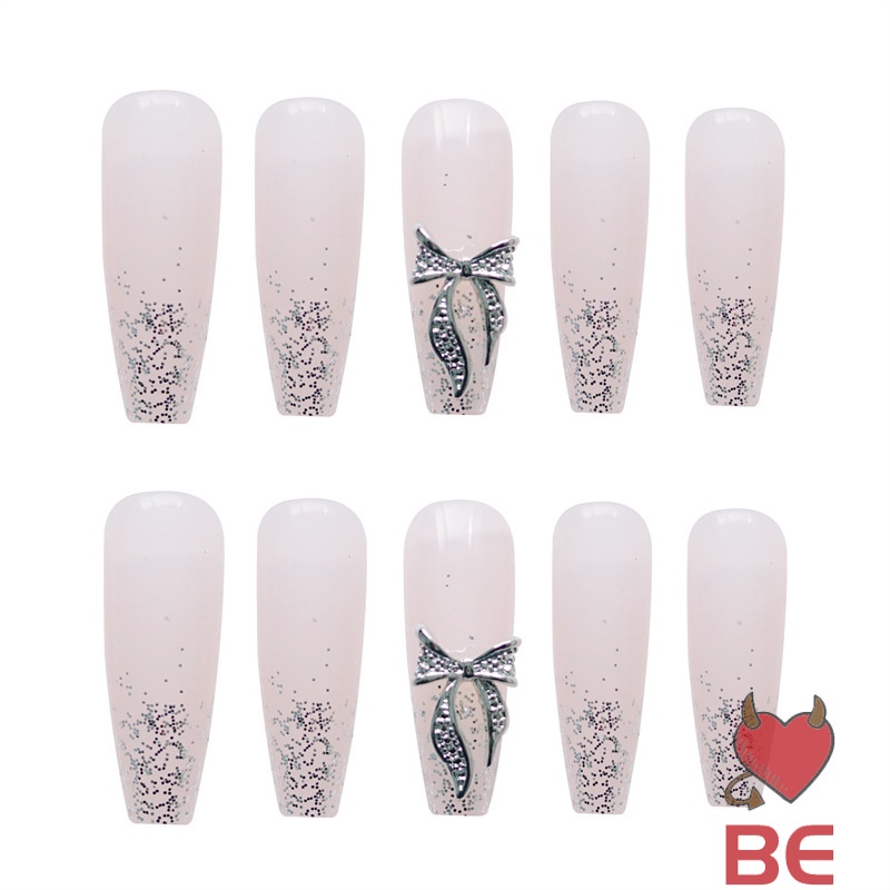 YADORNOS 24 Móng tay giả dáng dài đính kim tuyến thời trang sành điệu cho nữ