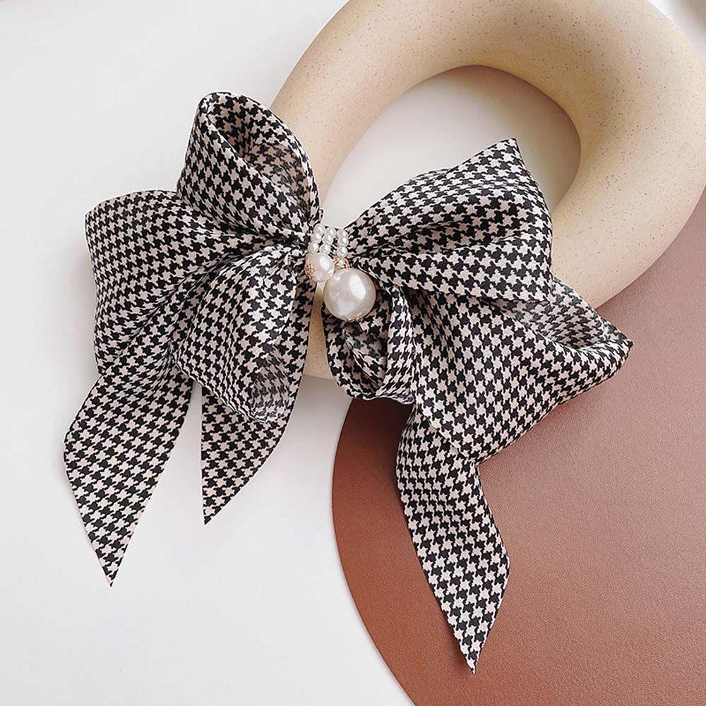 Kẹp Tóc Họa Tiết Sọc Caro Phong Cách Retro Thanh Lịch Cho Nữ