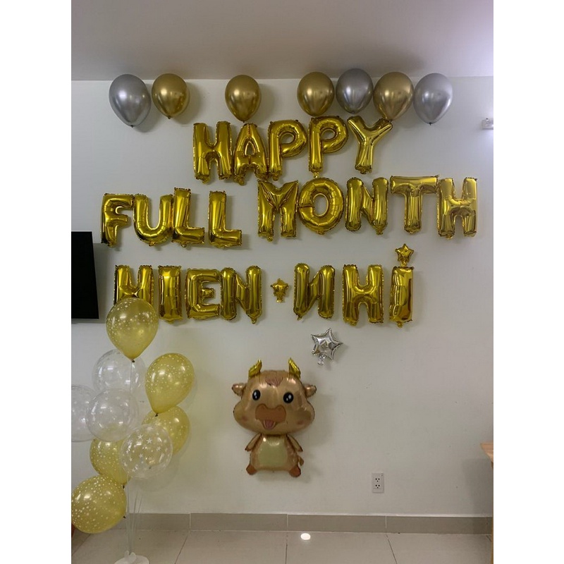 Set Bóng Trang Trí Đầy Tháng(full month) Bé Tuổi Trâu Đơn Giản Đẹp Dễ Trang Trí Tại nhà