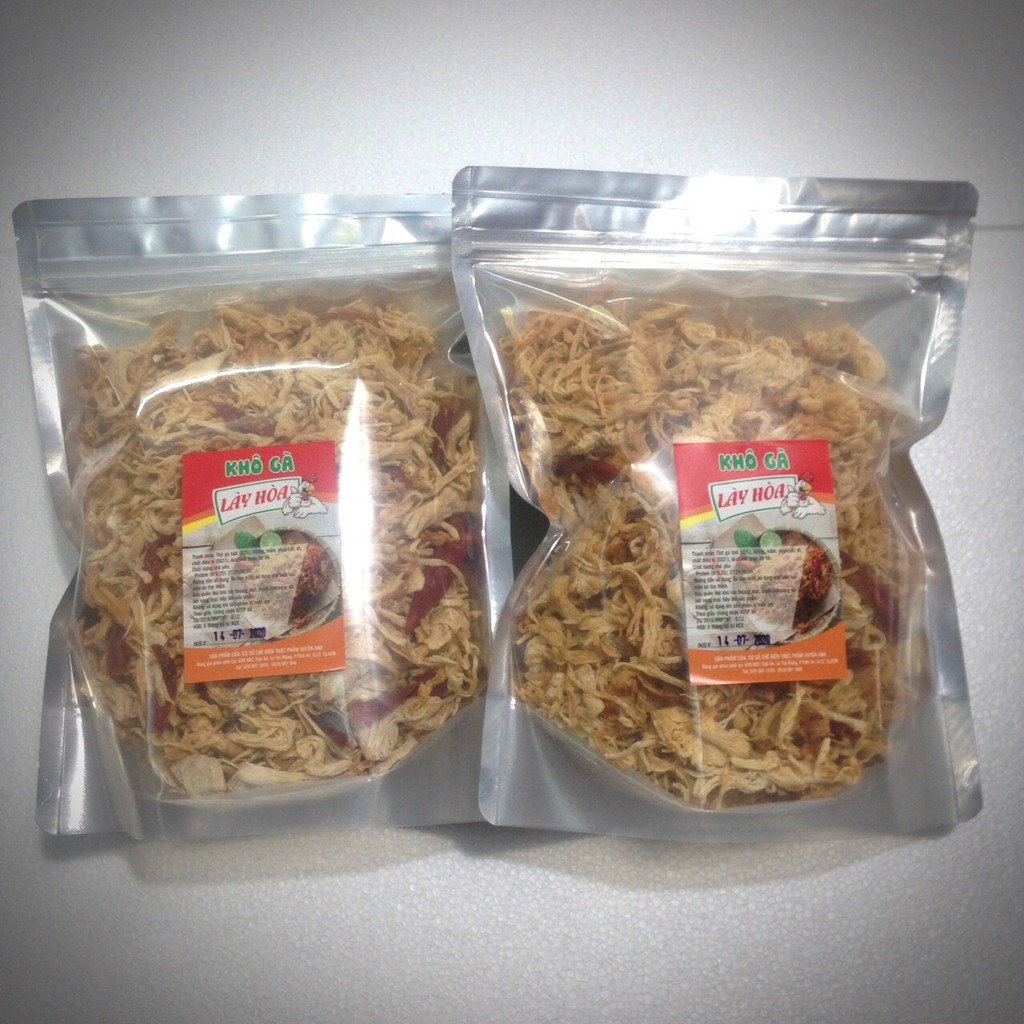500g Khô gà Bơ tỏi cay  Lày Hoà: 1 túi zipper 500gr
