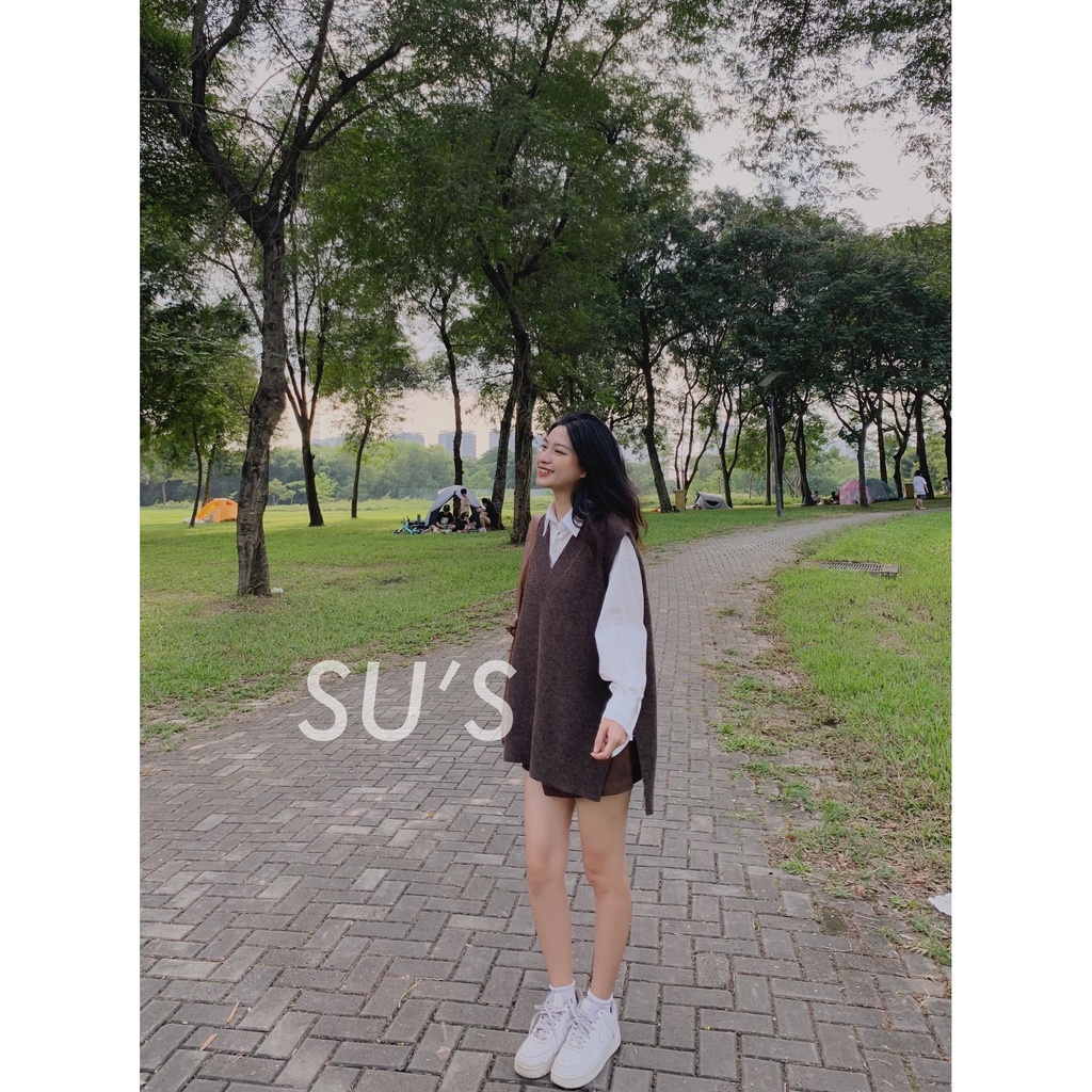 Áo gile len trơn cổ tim xẻ tà A2100 SUSTORE | BigBuy360 - bigbuy360.vn