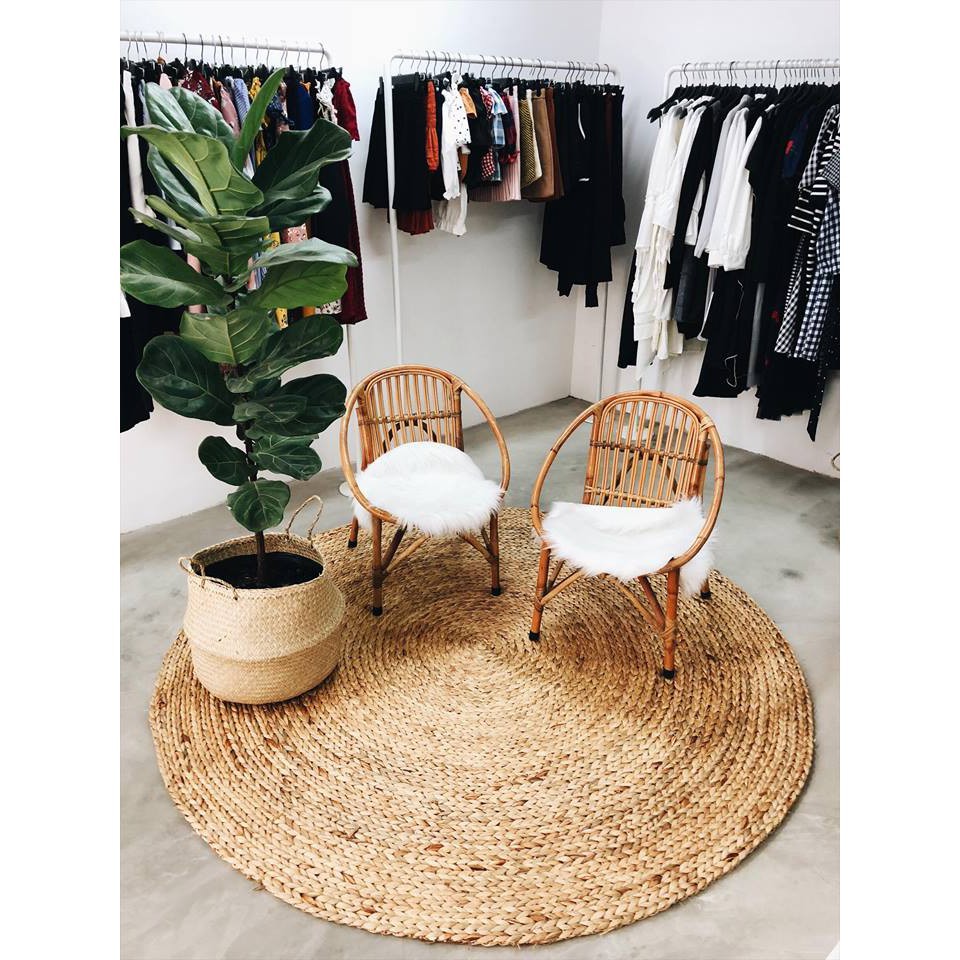 Thảm cói trải sàn vintage Smile Decor , thảm lục bình decor chụp ảnh , homestay , glamping - Water hyacinth area rugs