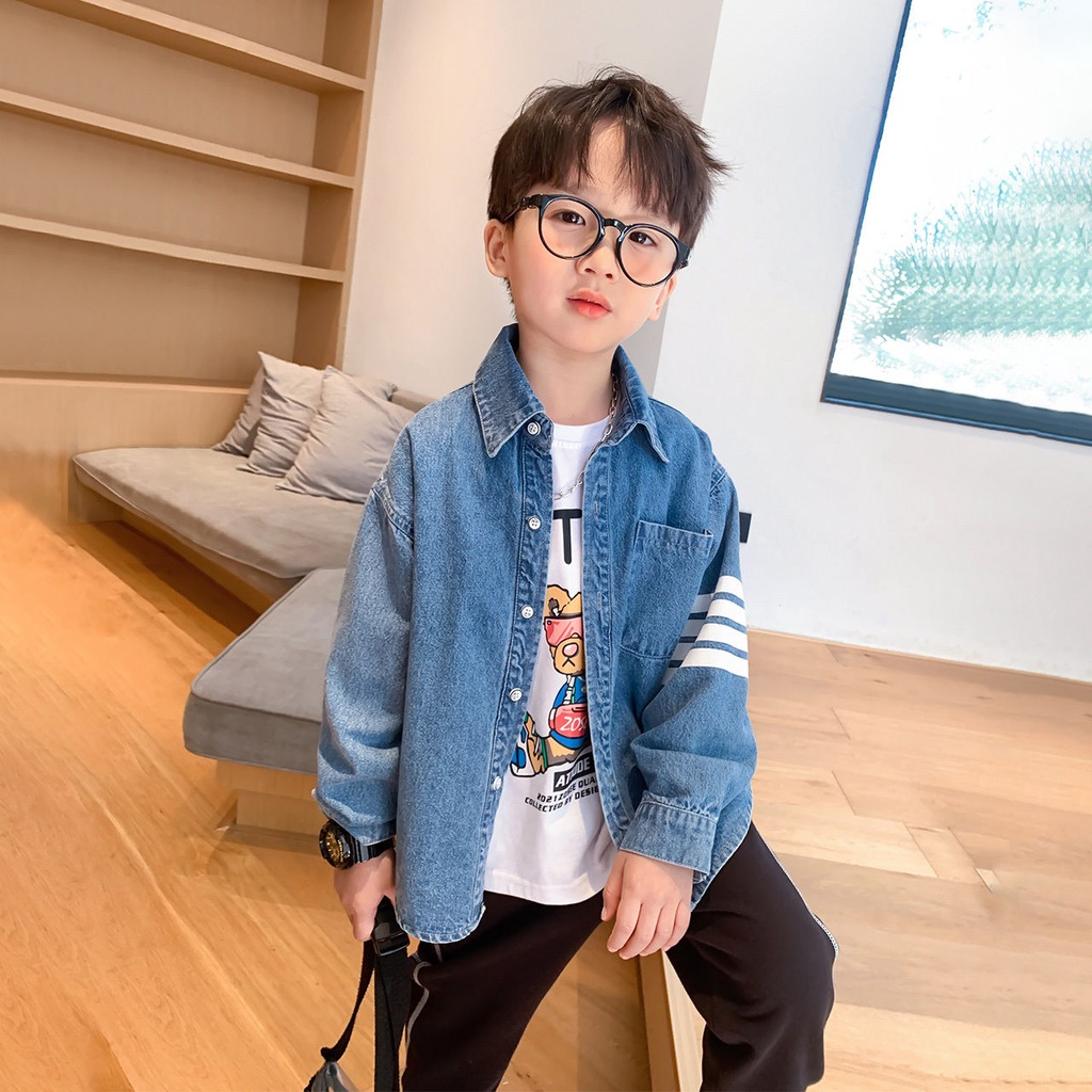 Áo Khoác Jean Phong Cách Hàn Quốc Năng Động Dành Cho Bé Trai