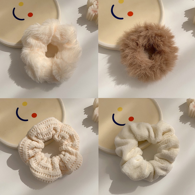 Dây buộc tóc cao su mềm co giãn họa tiết cà phê sữa thời trang thu đông cho nữ