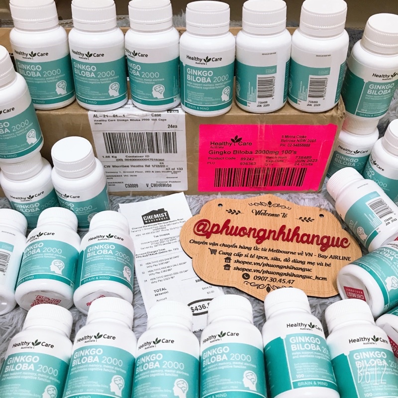 DATE 2026- HÀNG CHUẨN AIR MUA TẠI ÚC -  VIÊN UỐNG BỔ NÃO HEALTHY CARE GINKGO BILOBA 100 VIÊN