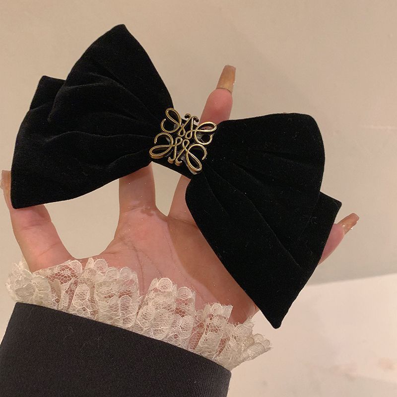 Kẹp Tóc Hình Nơ Màu Đen Phong Cách Chanel Cao Cấp