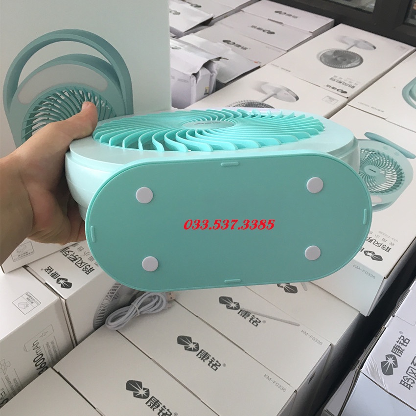 Quạt sạc, quạt tích điện mini để bàn KM - F 0336 công suất 12W