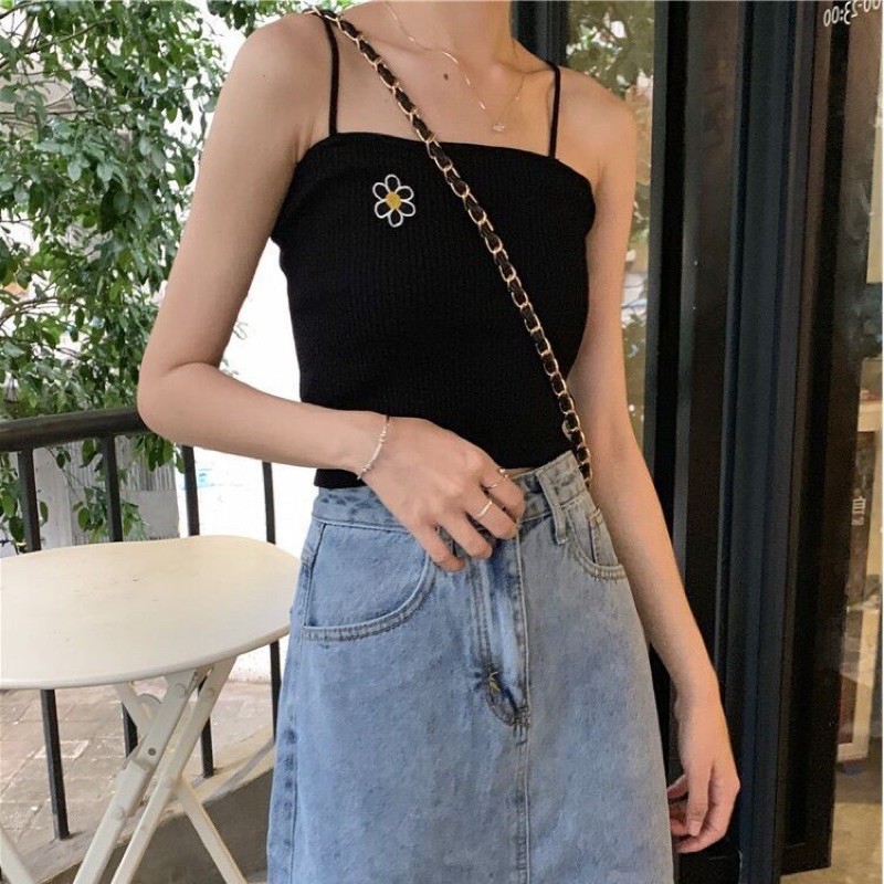 [Mã WASKT410K giảm 10K đơn 50K] ÁO 2 DÂY THÊU HOA CÚC ULLZANG HOT HIT | BigBuy360 - bigbuy360.vn