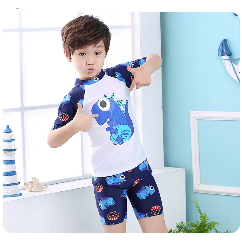 Bộ đồ bơi khủng long dành cho bé trai CLEACCO cao từ 85cm đến 125cm chất vải polyeste BORO SPORT