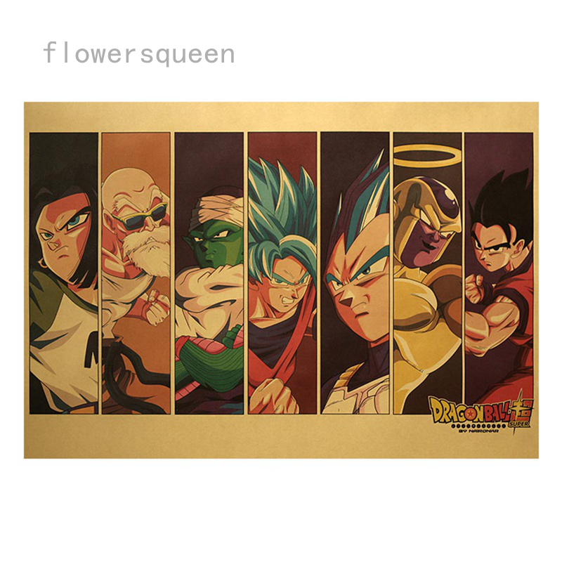 flowersqueen Tấm Áp Phích Trang Trí Họa Tiết Dragon Ball Z Action Figures Super Saiyan Goku