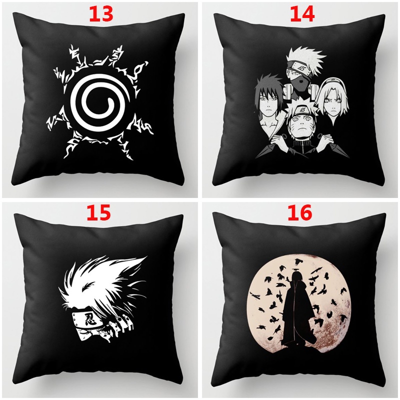 Vỏ gối in họa tiết phong cách nhân vật anime Naruto Sasuke Uchiha Akatsuki dùng cho trang trí nội thất