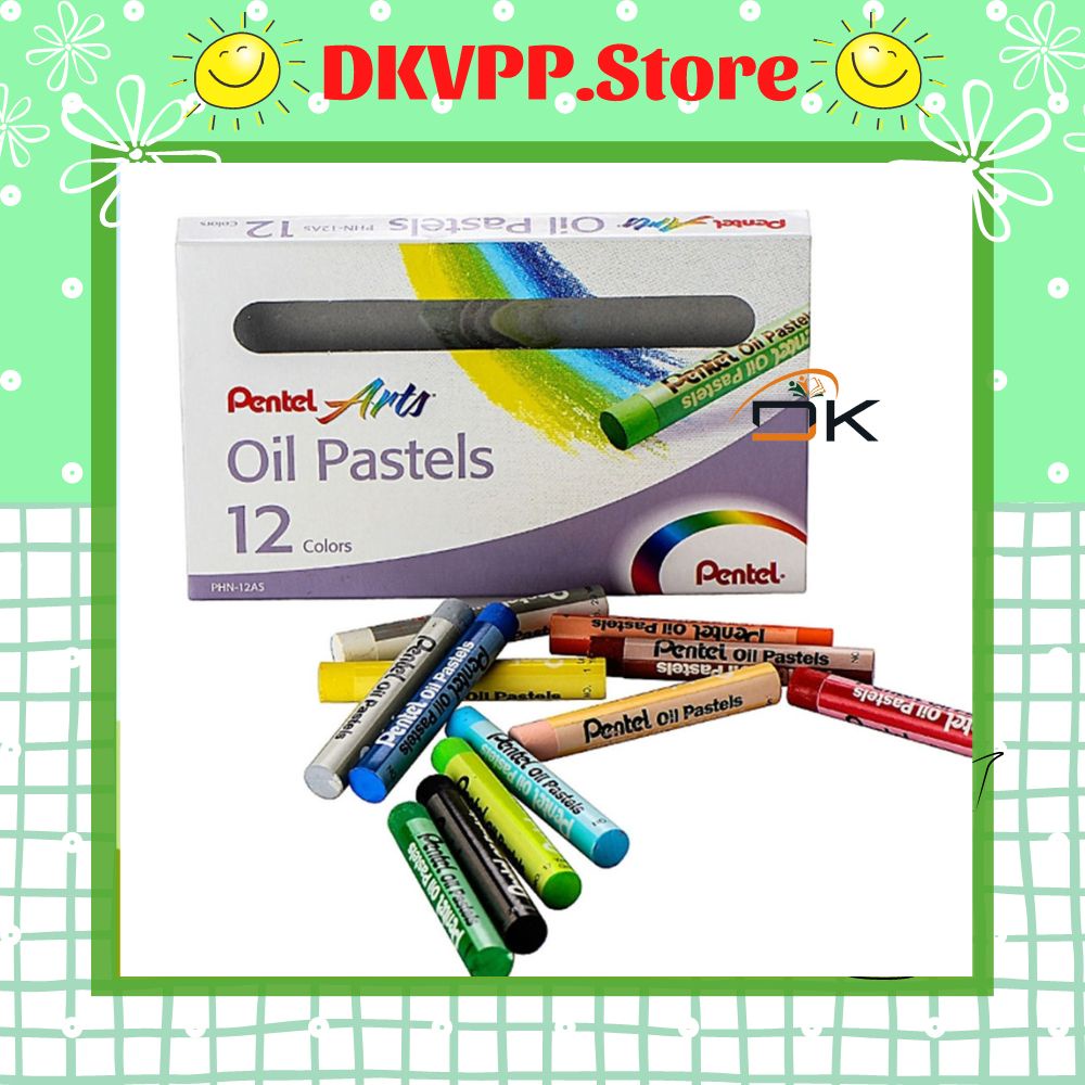 Sáp dầu Pentel 12 màu PHN-12AS/Bút màu cao cấp - DKVPP.Store, Sáp Nhật tô màu vẽ tranh đẹp, An toàn và không độc hại