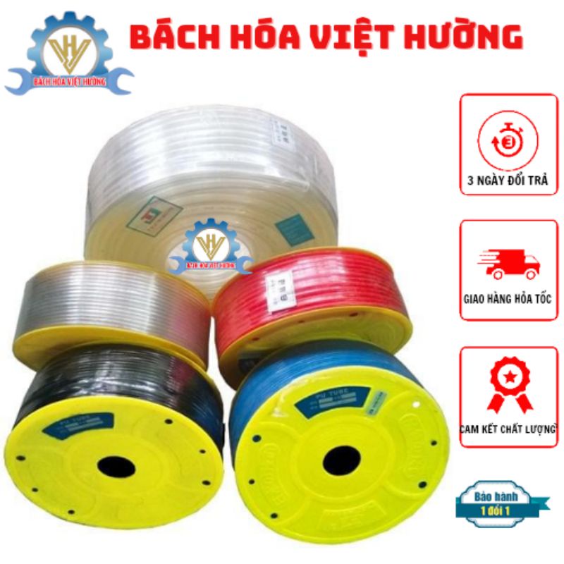 Cuộn 100 mét, 200 mét Dây hơi, ống hơi khí nén loại 1 dày dặn, siêu bền hàng đủ mét,đủ kích thước 4,6,8,10, 12,14,16mm