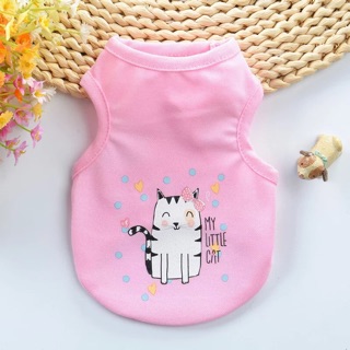 Áo cotton hồng mèo ú-quần áo chó mèo