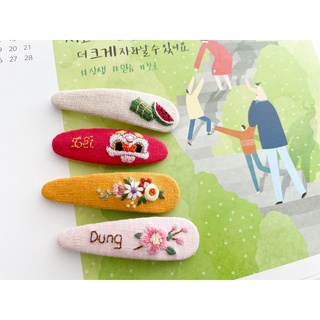 Kẹp tóc thêu tay- tết đoàn viên