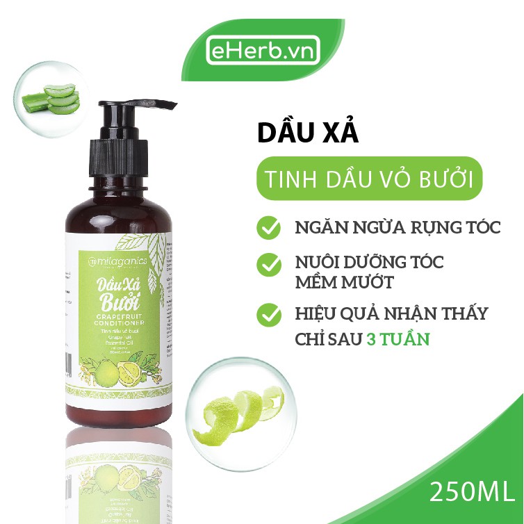 Combo Dầu Gội & Dầu Xả Bưởi Ngừa Rụng & Kích Thích Mọc Tóc Từ Tinh Dầu Bưởi Nguyên Chất MILAGANICS (250ml/ Chai)