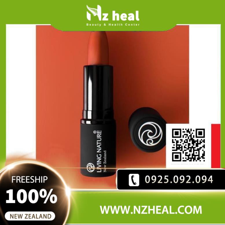 [Hỏa tốc] Son Môi Organic Màu Cam Đất Living Nature Lipstick Morning Sun 02